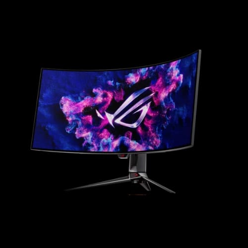 asus rog swift oled pg39wcdm 39 uwqhd 240hz curved gaming monitorleft angle