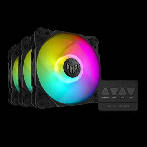asus tuf gaming tf120 120mm 3 in 1 argb cooling fan bk