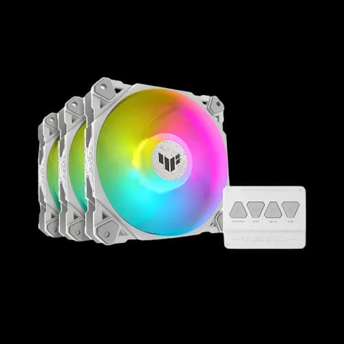 asus tuf gaming tf120 120mm 3 in 1 argb cooling fan wh