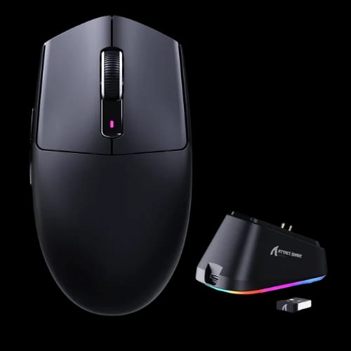 attack shark g3 pro tri mode mouse with charging dockblack front view