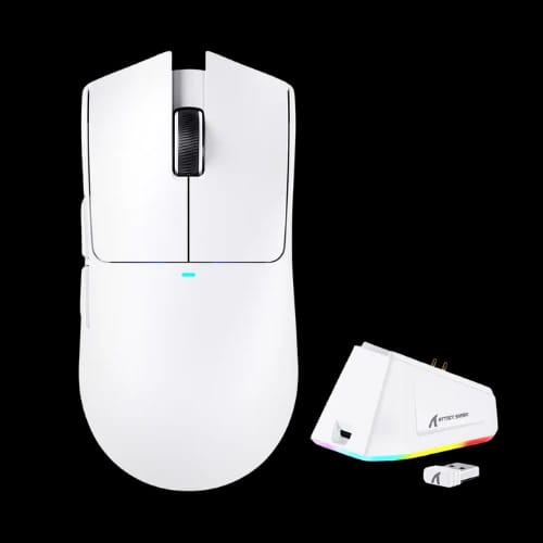 attack shark x11 tri mode gaming mouse with rgb charging dock white