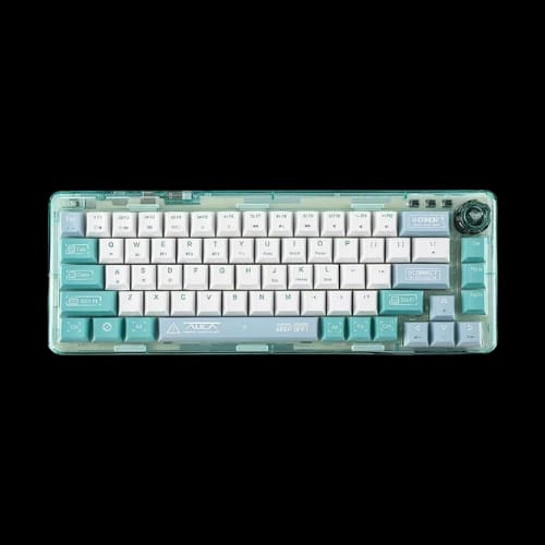 aula f68 hot swappable tri mode mechanical gaming keyboard white mint keycaps white switch main