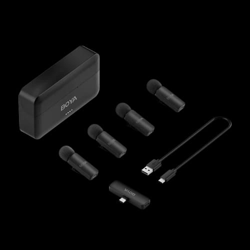 boya by v4u 24ghz 4 channel mini wireless microphone systemfull set