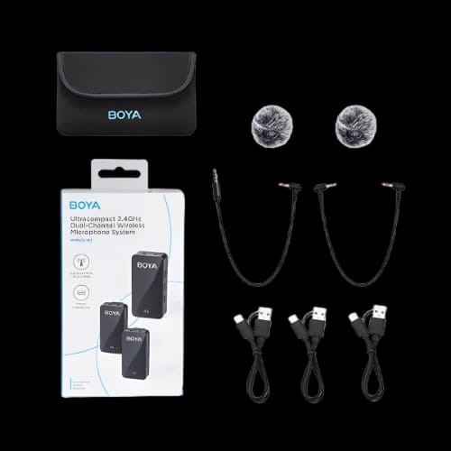 boya by wmic5 m2 ultracompact 24ghz dual channel wireless microphone systemfull set