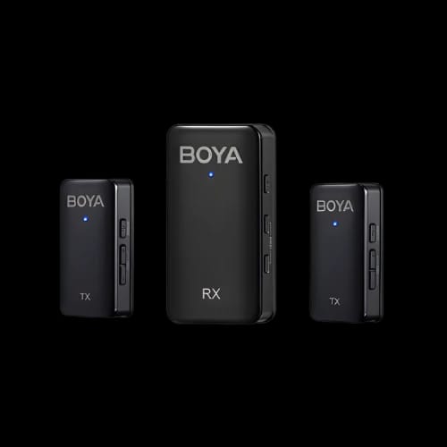 boya by wmic5 m2 ultracompact 24ghz dual channel wireless microphone systemleft angle