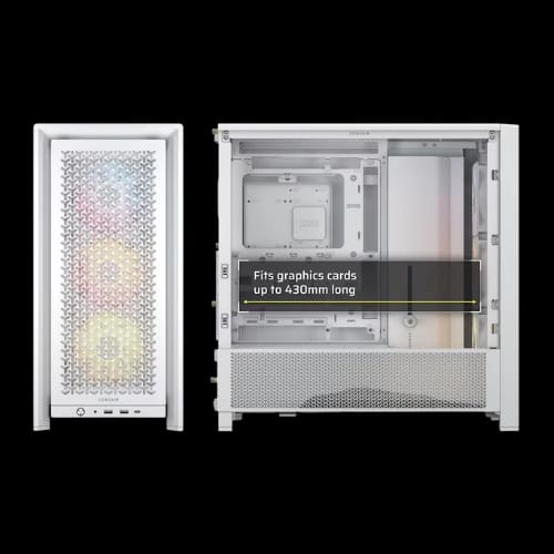 corsair frame 4000d rs argb modular mid tower atx casing white front and side