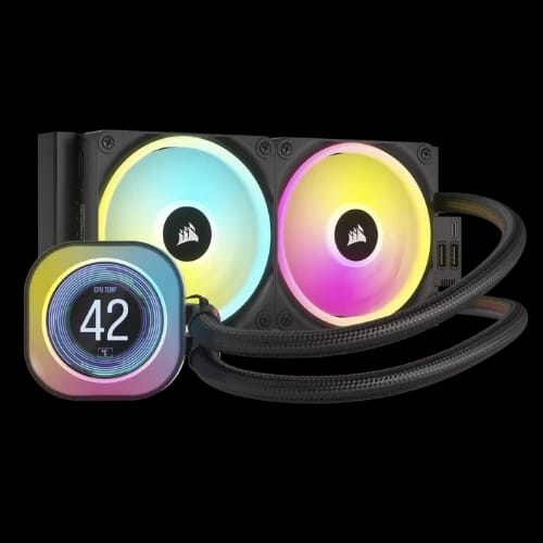 corsair icue link h100i lcd rgb 240mm aio liquid cpu cooler with display