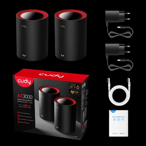 cudy m3000 ax3000 25g dual band wi fi 6 mesh router 2 pack full set