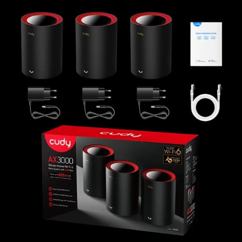 cudy m3000 ax3000 dual band wi fi 6 mesh system router 3 pack full set