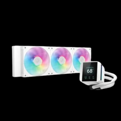 deepcool mystique 360 wh argb 360mm liquid cpu cooler with lcd screen