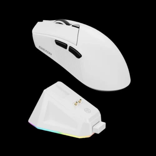 eweadn gs01 pro wireless gaming mouse with charging dock white