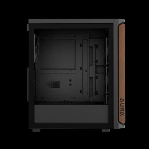 gamdias aura gc11 wood mid tower atx gaming casing side