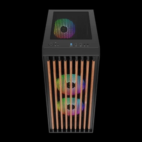gamdias aura gc4 real walnut wood mesh rgb mid tower atx gaming casing 3