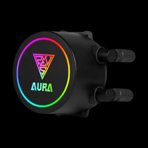 gamdias aura gl360 aio rgb liquid cpu cooler black pump