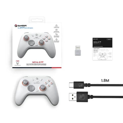 gamesir nova 2 lite multi platform tri mode wireless game controller luminous white packages