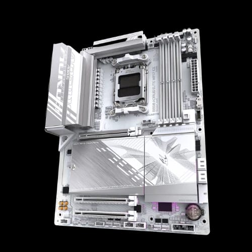 gigabyte b850 aorus elite wifi7 ddr5 amd am5 atx motherboard white angle