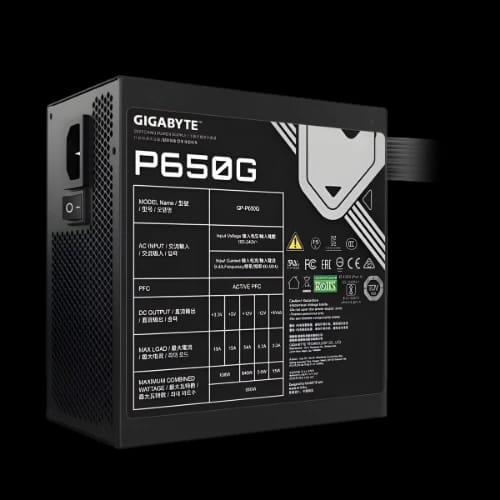 gigabyte gp p650g 650w 80 plus gold atx power supply back