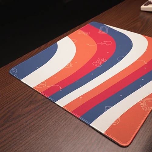 glidecraft mouse pad on desk showing stitched edges