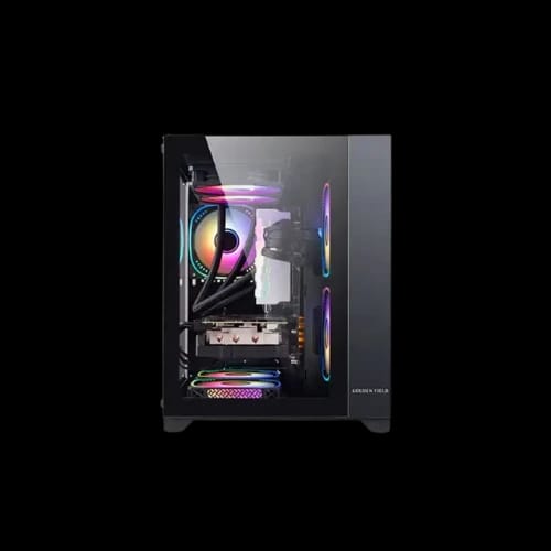 golden field seaview m360 black mini tower micro atx gaming case front
