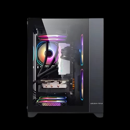 golden field seaview m360 mini tower micro atx gaming case black side