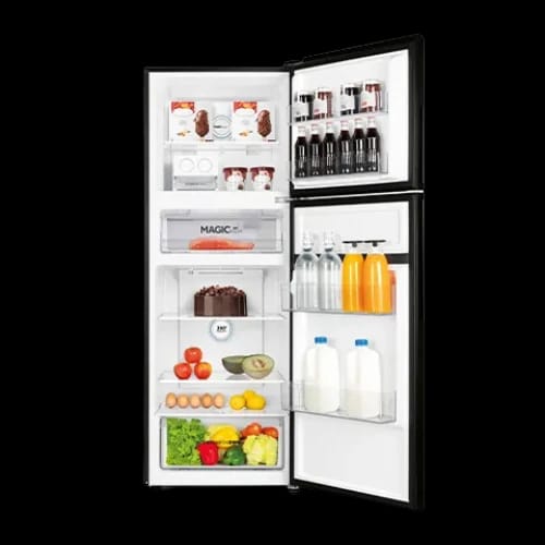 haier hrf 330wdbg 319l magic cool no frost refrigerator open view