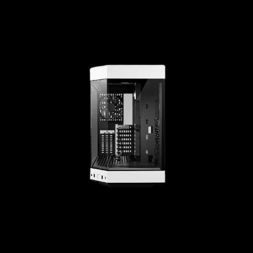 hyte y60 modern aesthetic mid tower atx gaming casing white front