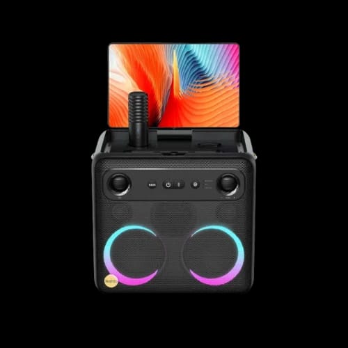 ikarao xtreme break x1 all in one karaoke portable bluetooth speaker with built in 13 inch tablet front
