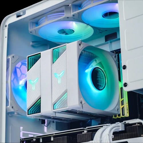 jonsbo cr 3000 argb edition cpu air cooler white installed