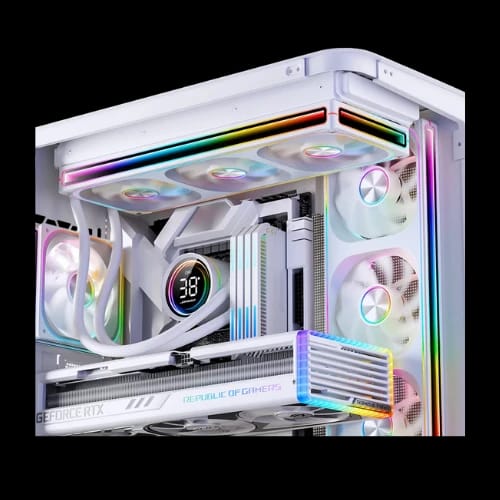 jonsbo za 240wr pwm argb 240mm reverse blade casing fan white installed