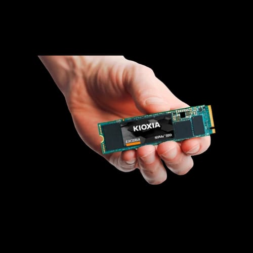 kioxia exceria 250gb nvme m2 ssd in hands
