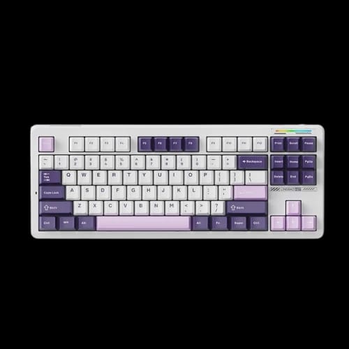 lingbao k87 tri mode hi fi wireless rgb mechanical keyboard white purple 1