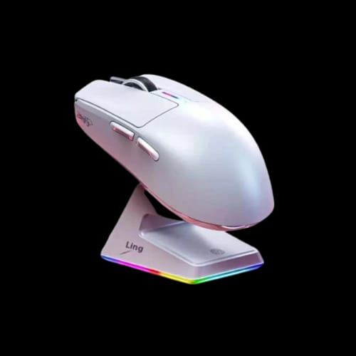 lingbao m5 pro max 8khz ultra fast tri mode wireless gaming mouse white