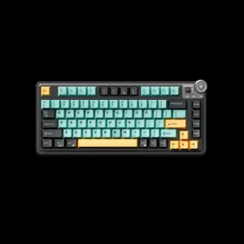 lingbao mk75 tri mode wireless mechanical keyboard dark green orange leobog red rab