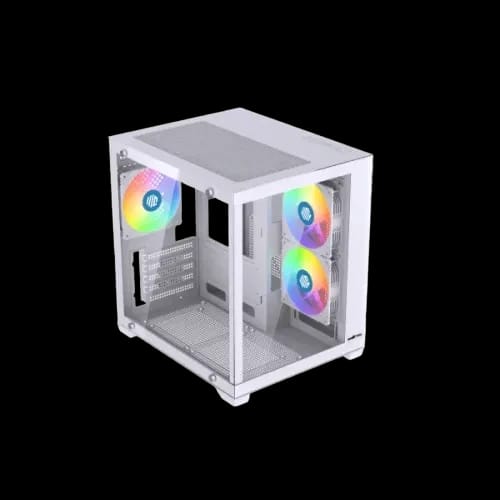 maxcool inferno mc5 micro atx gaming case with 5x argb fan white main