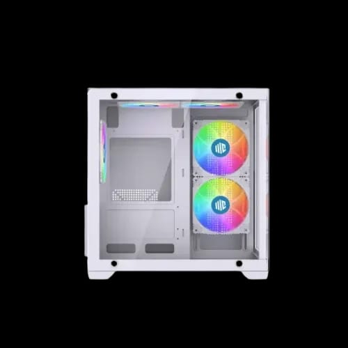 maxcool inferno mc5 micro atx gaming case with 5x argb fan white side