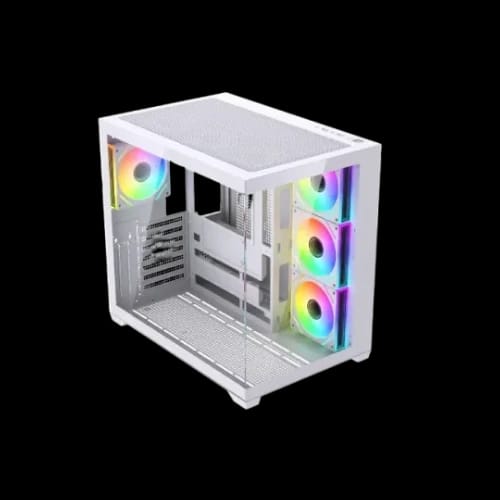 maxcool panda mc7 mid tower atx gaming casing with 7 infinity argb fans white 2
