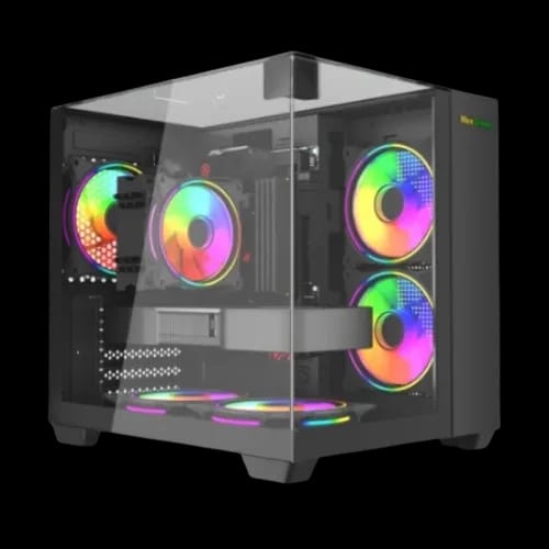 maxgreen s275 33 mid tower m atx casing with 6x argb fan