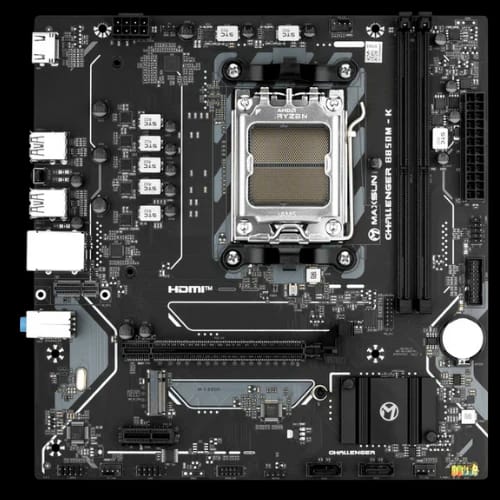 maxsun challenger b850m k m atx ddr5 amd am5 motherboard view