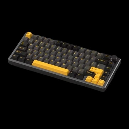 monka a75 aluminum tri mode wireless mechanical keyboard starry orange snow leopard switch