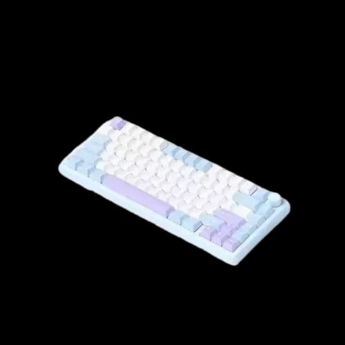 monka a75 max aluminum tri mode wireless mechanical keyboard misty blue snow leopard
