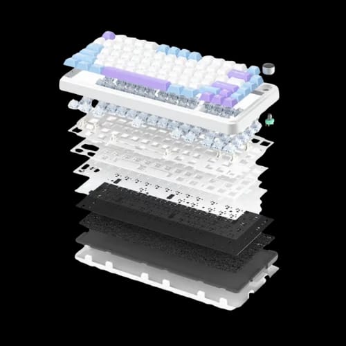 monka k75 tri mode gasket mechanical keyboard wave purple strawberry jam switch 2