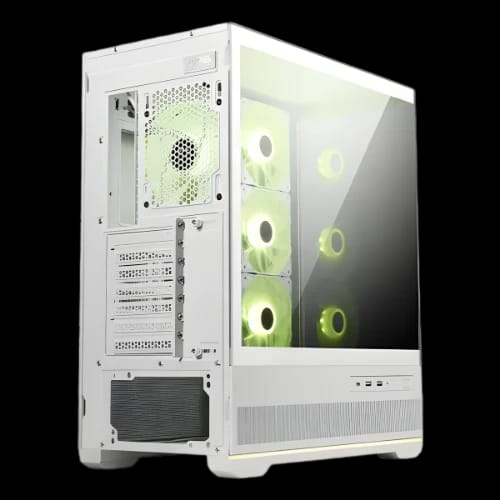 msi mag pano 110r pz argb atx mid tower gaming casing white front side