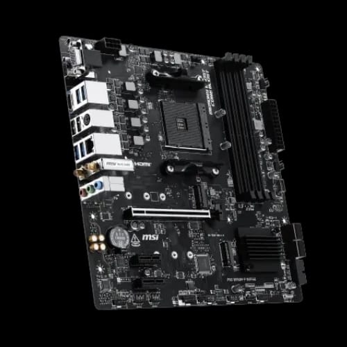 msi pro b550m p wifi6e amd am4 matx motherboard left site view