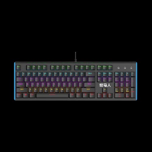 mumre wrangler k100 rainbow rgb mechanical keyboard black keycaps blue switch 2