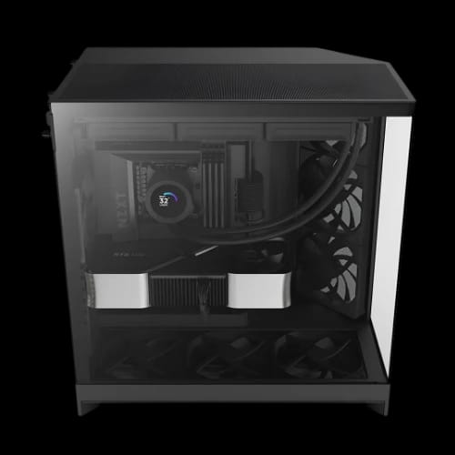 nzxt h9 flow dual chamber mid tower airflow casing black side
