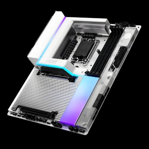 nzxt n9 z890 wi fi 7 ddr5 intel gaming motherboard white top