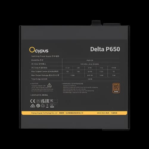 ocypus delta p650 650w 80 bronze non modular atx power supply back