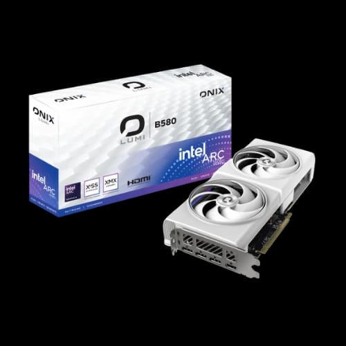 onix lumi intel arc b580 oc 12gb gddr6 argb gaming graphics card white