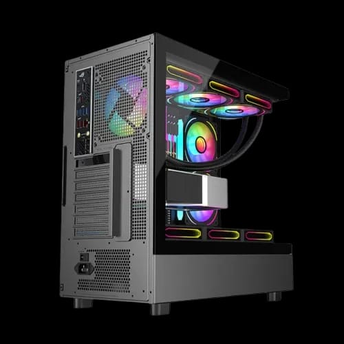 pc power horizon x2 gaming case with 6 argb infinity fans right