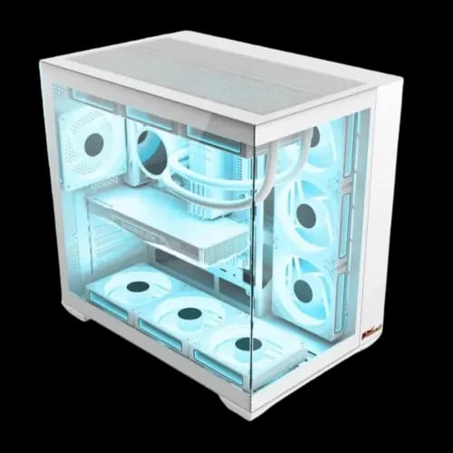 pc power iceberg stealth pp gs605 wh atx desktop gaming case left
